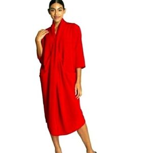 Red Midi Dress with 3/4 length Sleeves